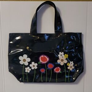 Marc Jacobs Fragrance Black Vinyl Flower Tote Bag
